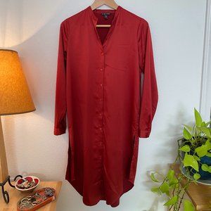 Mandarin Collar Shirt Dress